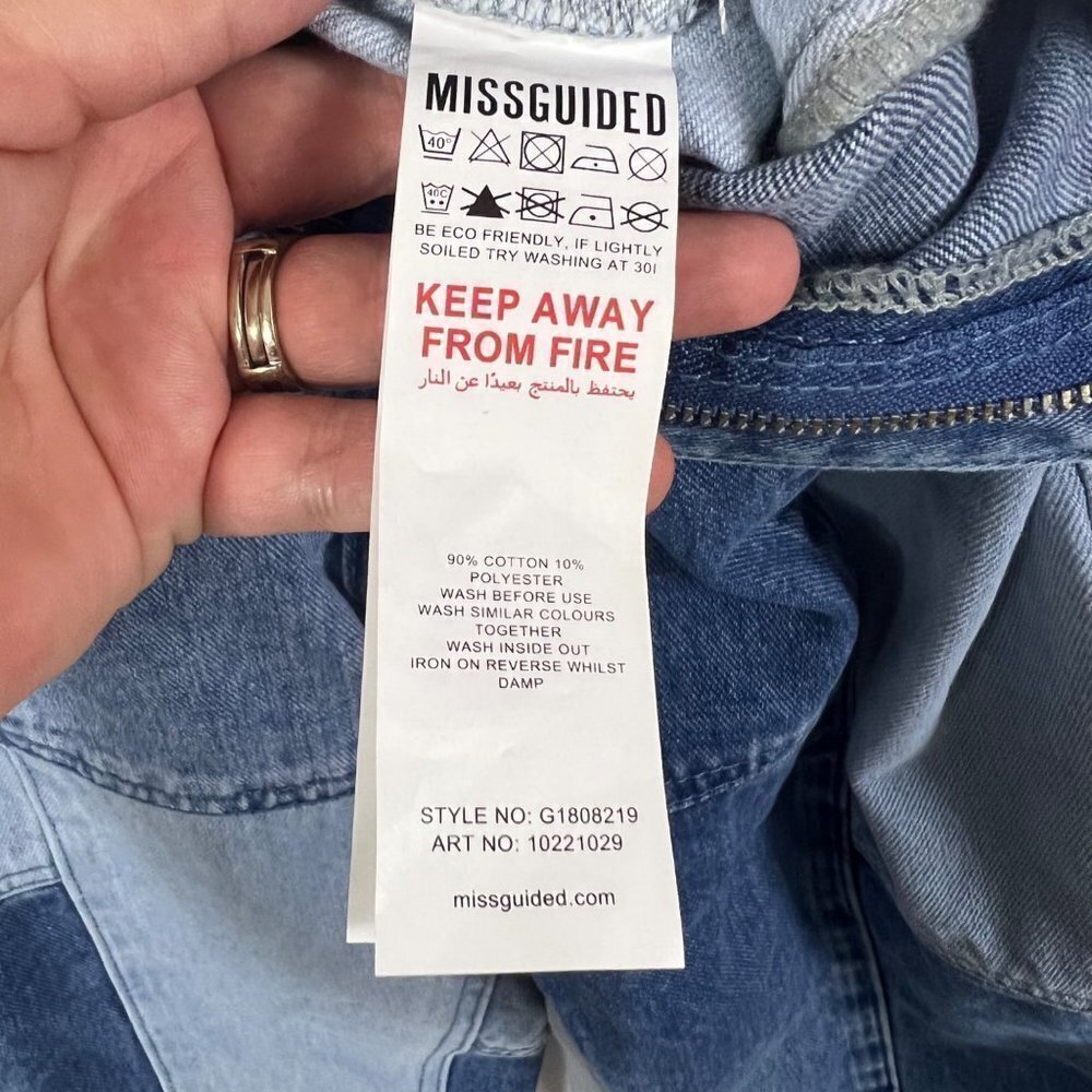 Missguided Patchwork Straight Leg Blue Jeans Deni… - image 8